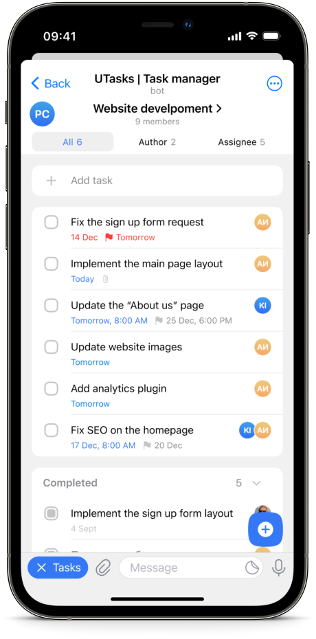 Creating a task
